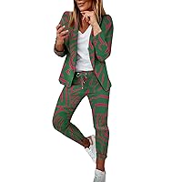 Women Two Piece Casual Outfits Fashion Solid Blazers Jackets with Slim Fit Pant Suits Sets