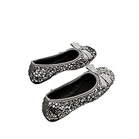 Sequins Cute Mary Jane Shoes Soft Elegant Bowknot Dressy French Slip On Shoes Prom Party Cocktail Ballets Flats