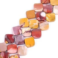 Mookaite Jasper Beads for Jewelry Making Natural Semi Precious Gemstone 15mm Square Twist Strand 15