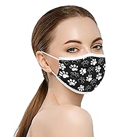 Disposable Face Masks, Face Masks of 50 Pack Disposable Mask- Bear paw Printed Adult Disposable Face Masks for Women Men