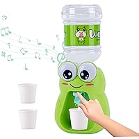 Mini Water Dispenser for Kids Adorable Frog Kids Water Dispenser with Light ＆ Water Sound Double Water Outlet Mini Drink Dispenser with 3 Cups Pretend Play Toy