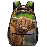 Large Carry on Travel Backpacks for Men Women Scottish Highland Cow in Meadow Business Laptop Backpack Casual Daypack Hiking Sports Bag