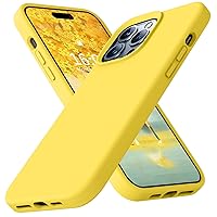 Ktele Compatible with iPhone 14 Pro Max Case, AB-Grade Liquid Silicone Case, [Four Corner 50+Tiny Airbags Shockproof] [Soft Microfiber Lining Anti-Scratch] Camera Protection Case - Yellow