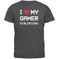 I Heart Love My Gamer Girlfriend Dark Heather Adult T-Shirt - X-Large