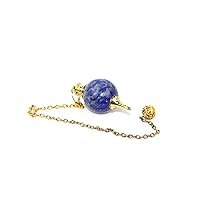 Crystal Pendulum - Jet Lapis Lazuli Ball Shaped Pendulum Reiki Dowsing Balancing Cleansing Dowser Divine Energy Healing Approx 1 inch Long