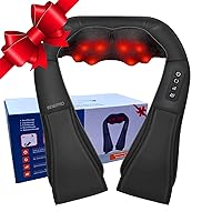 Shiatsu Style Neck and Back Massager with Soothing Heat, Electric Deep Tissue Kneading Massage Device for Shoulders, Legs, Body Muscle Pain Relief, Home, Office, and Car Use