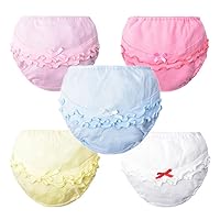 Baby Girls Cotton Underwear with Bow-knot Briefs Panties,pack of 3 or 5