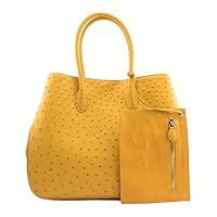 Genuine Handmade Ostrich Skin Large Leather Designer Handbag
