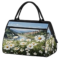 Travel Duffel Bag, Flower Daisy Sports Tote Gym Bag,Overnight Weekender Bags Carry on Bag for Women Men, Airlines Approved Personal Item Travel Bag for Labor and Delivery