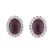 Bridal Rhinestone Opal Oval Shape Clip on Earrings for Women Charm Jewelry No Hole Ear Clip