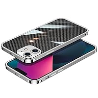 Stainless Steel Metal Phone Case for iPhone 14 13 12 11 Pro Max 14Plus Carbon Fiber Rear Cover Phone Frame Accessories,Silver,for iPhone 13 Pro