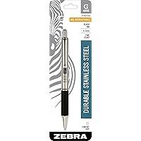 G-402 Retractable Gel Pen, Stainless Steel Barrel, Fine Point, 0.5mm, Black Ink, 1-Pack
