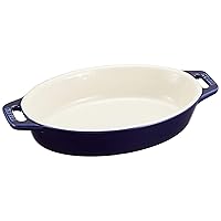 staub Dish 40508-598 Oval Dish Grand Blue 6.7 inches (17 cm) Ceramic Au Gratin Dish, Oven Safe