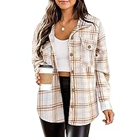 DOROSE Women's Flannel Shirt Long Sleeve Shakets Button Down Thick Plaid Jackets Coats Fall Winter