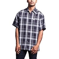 G-Style USA Western Casual Checkered Plaid Short Sleeve Button Up Shirt