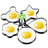 Stainless Steel Egg Molds, 5 Pack 3.5 Inch Different Shape Silver Egg Ring Molds for Cooking and Griddle of Egg, Flapjack, and Bread and Chocolate (5)