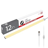 UltraPro 12 inch USB Light Bar Plug-in Under Cabinet Lights, Dimmable, 300-lumen White Light (2700K), LED Under Cabinet Lighting, Memory Feature, Under Counter Lights for Kitchen, USB-A Powered, 80063