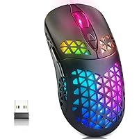 Wireless Gaming Mouse, Rechargeable Computer Mouse USB Mice with Honeycomb Shell