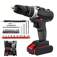 Cordless Electric Drill kit, 21V Electric Drill Drive kit, 1x 2.2Ah Lithium ion Battery, 530 inch-Pound Torque, 1/2