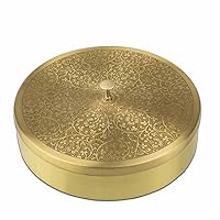 New Pure Brass Masala Box Set with Brass Spoon Container 80 ML-Food Spice Storage Rack Indian Spice Boxes Storage Box Masala Dani Brass Masala Dabba -kitchen Storage Spice Rack (7-INCH)