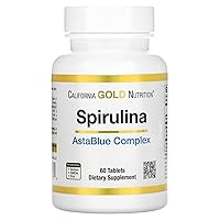 Spirulina AstaBlue Complex, by California Gold Nutrition, Contains The Antioxidants Phycocyanin, Chlorophyll, and Astaxanthin, 60 Tablets