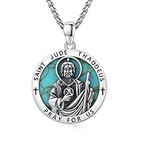 St Jude Necklace for Men Sterling Silver Saint Jude Pendant Necklaces San Judas Necklace San Judas Tadeo Protection Amulet Jewelry Gifts