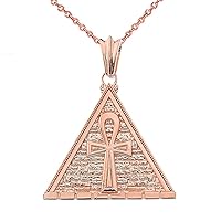 BOLD ANKH PYRAMID PENDANT NECKLACE IN ROSE GOLD - Gold Purity:: 10K, Pendant/Necklace Option: Pendant With 16