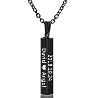 Personalized Custom Pendant Cuboid Stainless Steel Bar Pendant Necklace for Gift