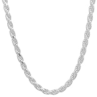 3.5mm .925 Sterling Silver Diamond-Cut Twisted Rope Chain Necklace