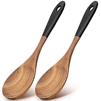 2 Pcs Large Wooden Spoons for Cooking Serving Spoon 12