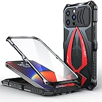 for iPhone 13mini Case Shockproof Armor Metal Bumper Cover Aluminum Alloy Bumper Case Anti Drop Full Body Protective Cases (Color : Black red, Size : for iPhone X)