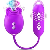 Vibrator Rose Sex Toys for Women – Upgraded Rose Sex Stimulator with 18 Sucking Thrusting Dildo G Spot Vibrators Clitoral Stimulator, Adult Sex Toys Games for Couples Pleasure