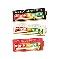 3PCS Social Battery Pin - My Social Battery Slider pin, Fun Enamel Sentiment pin 7 Days a Week,Mood Expressing Pin For Introverts