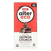 Alter Eco | Chocolate Bars | Pure Dark Cocoa, Fair Trade, Organic, Non-GMO, Gluten Free (12-Pack Dark Quinoa Crunch)