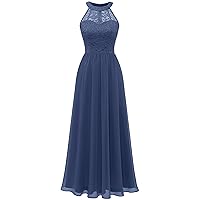 Wedtrend Women's Formal Dress, Halter Long Prom Dress Floral Lace Bridesmaid Dresses