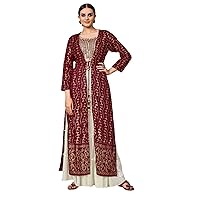 Thread Sequin Woman Stylish Palazo Short Crop top Jacket Party Dress 7631