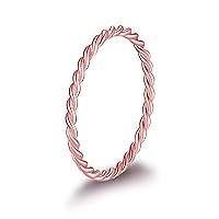14K Solid Gold Wedding Rings Minimalist Real White Gold Stacking Ring Rope Twisted Matching Band Simple Gold Rings for Women Non Tarnish Graduation Gifts for Her