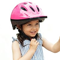 Joovy Noodle Bike Helmet for Toddlers and Kids Aged 1-9 with Adjustable-Fit Sizing Dial, Sun Visor, Pinch Guard on Chin Strap, and 14 Vents to Keep Little Ones Cool (Small, Pink)