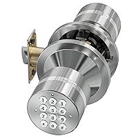 Signstek Keyless Entry Door Lock,Door Knob with Keypad，Smart Code Door Lock,Mute Mode,Passage Function, Easy to Install,Satin Nickel
