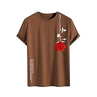 SOLY HUX Men's Graphic Tees Vintage T-Shirts Floral Letter Print Crewneck Short Sleeve T Shirts Casual Summer Streetwear