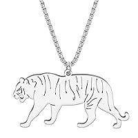 RAIDIN 18K Gold Silver Plated Stainless Steel Cute Tiger Necklace for Women Girls Kids Leopard Pendant Jewelry Gifts for Animal Lovers