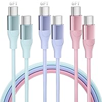 USB C Charger Cable 3 Pack 6FT 60W USB C to USB C Cable PD Type C Fast Charging Cord for iPhone 15/15 Pro/15 Plus/15 Pro Max iPad Mini Pro Air MacBook Air Pro Samsung Switch Pixel LG and More