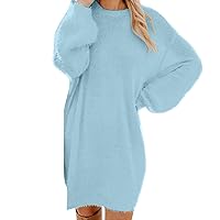 Dresses for Women, Sweater Knit Crewneck Warm Long Sleeve Casual Sweatshirts Womens Summer Dress, S, 3XL