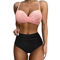 SUUKSESS Women Twist High Waisted Bikini Sexy Push Up Two Piece Swimsuits