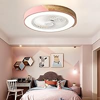 YFouCnd I Ceiling Fan with Lighting and Remote Control, Quiet LED, Modern Embedded Ceiling Fan with Light, Adjustable, 6 Speeds, Dimmable Lamp with Fan for Bedroom, Pink