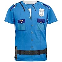 Old Glory Halloween Patrol Blue Police Officer Costume All Over Adult T-Shirt - Large