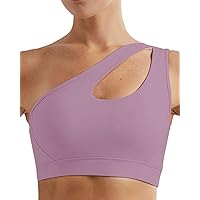 RUNNING GIRL Sports Bra, Medium Support Workout Sexy Cute One Shoulder Sports Bra with Padding