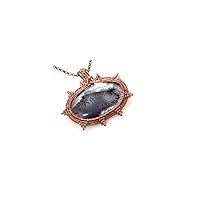 Dendritic Opal Gemstone Necklace, Designer Pendant, Copper Wire Wrapped Necklace Jewelry KL-1112