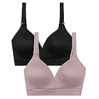 Kindred Bravely 2-Pack Minimalist Busty Pumping Bra Bundle (Black and Lilac Stone, Large-Busty)