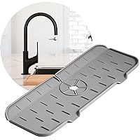 Silicone Faucet Handle Drip Catcher Mat, COCOJAM Kitchen Guard Silicone for Faucet, Silicone Faucet Splash Catcher, Silicone Faucet DripTray (Grey)